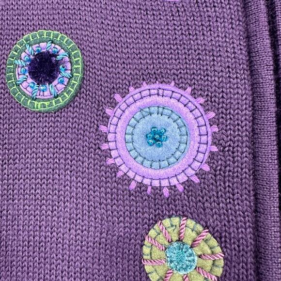 Coldwater Creek Sweater Vest Womens XS Embroidered Beaded Boho Layering Purple - Picture 7 of 13